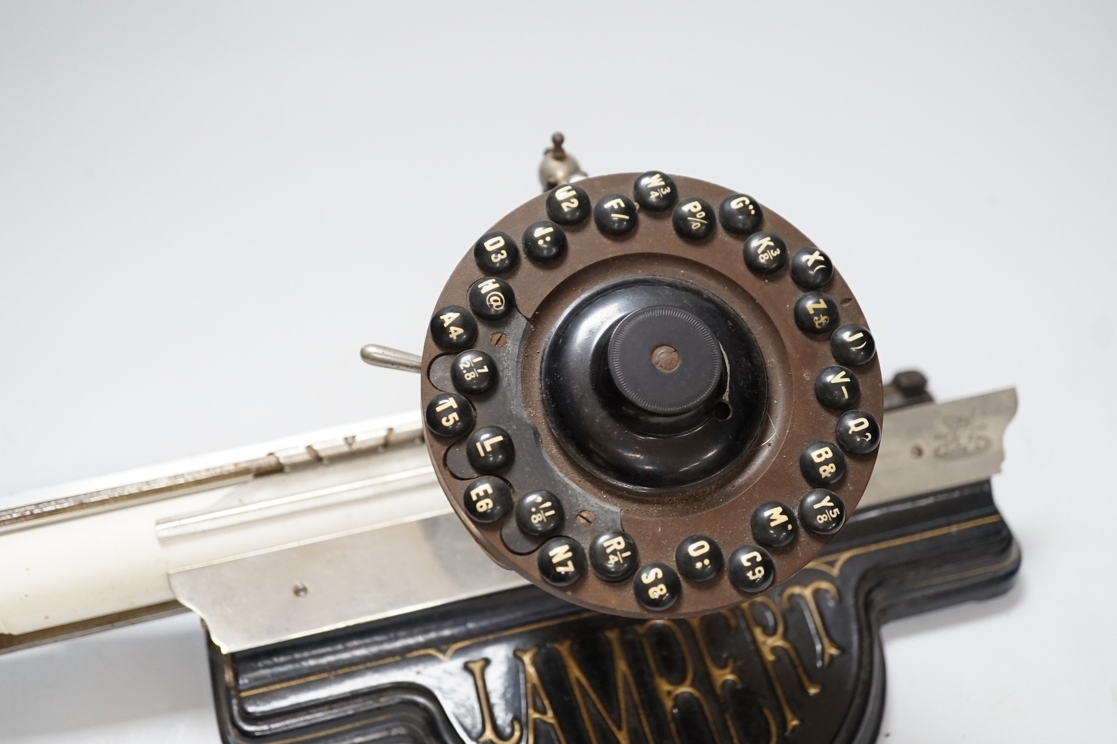 A late 19th century Lambert Index typewriter